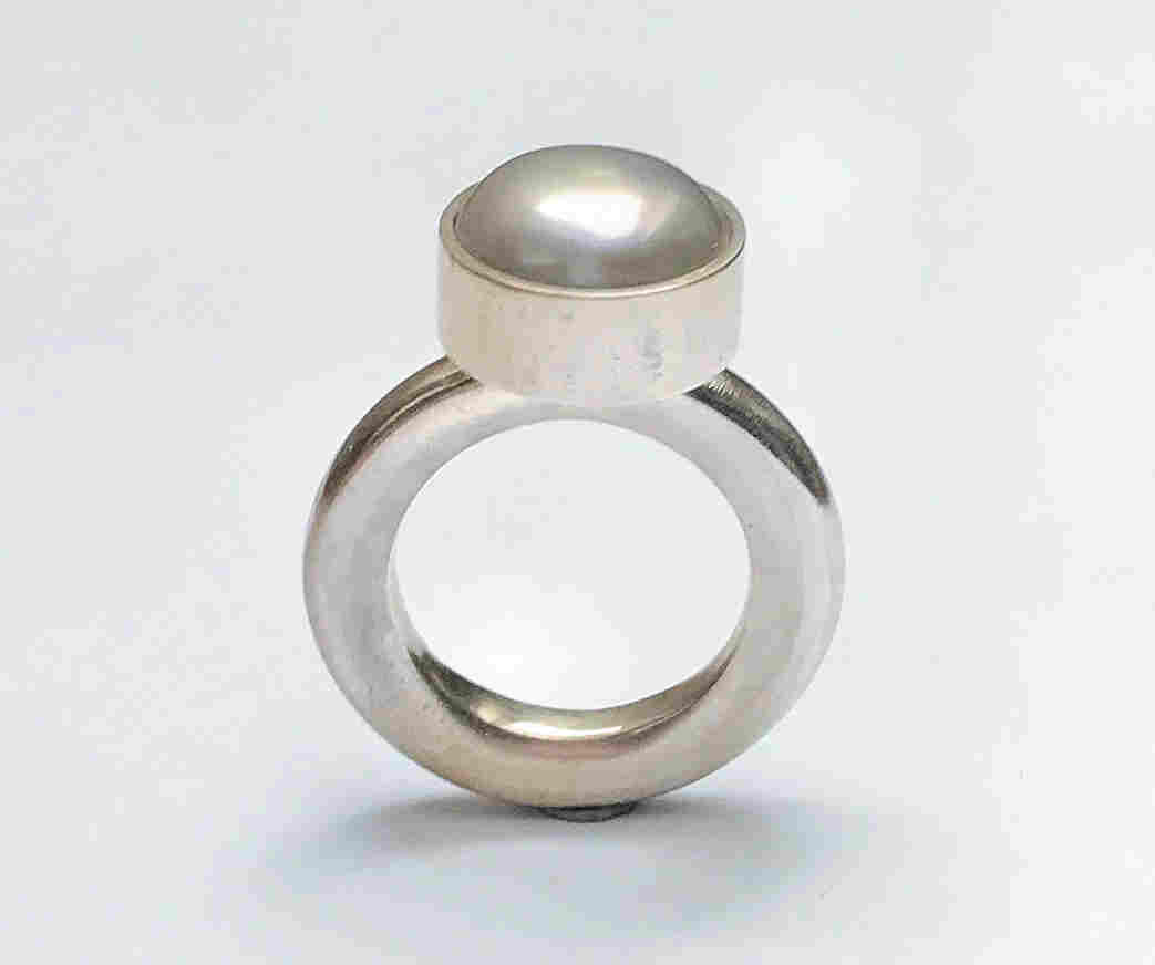 'Sterling Silver and Pearl Ring' by artist Carol Docherty